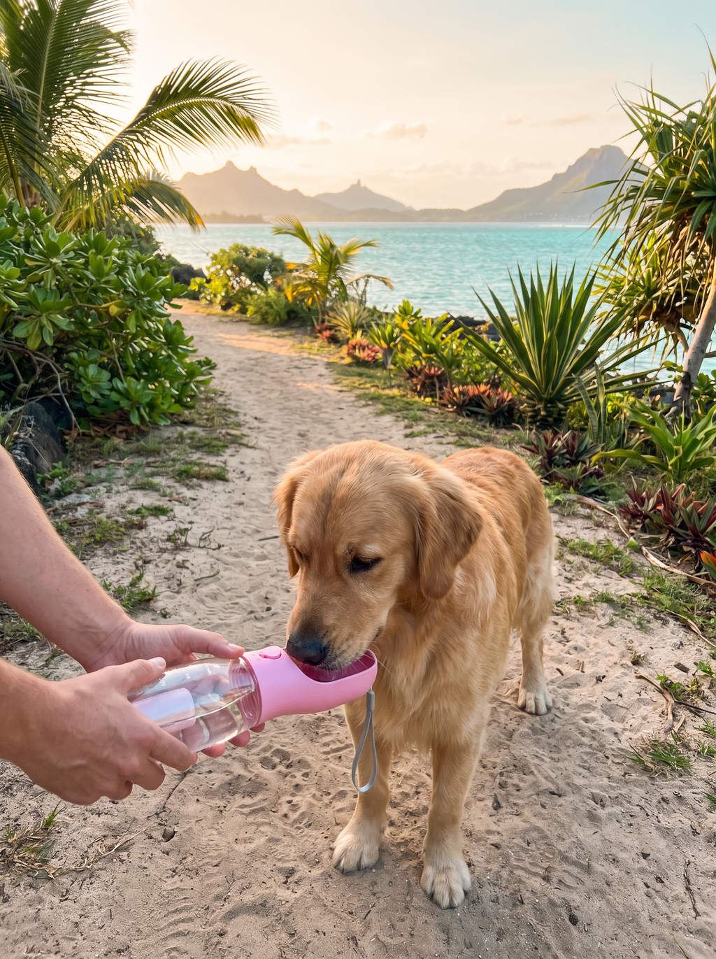 Portable Dog Water Bottle With Poop Bag Dispenser