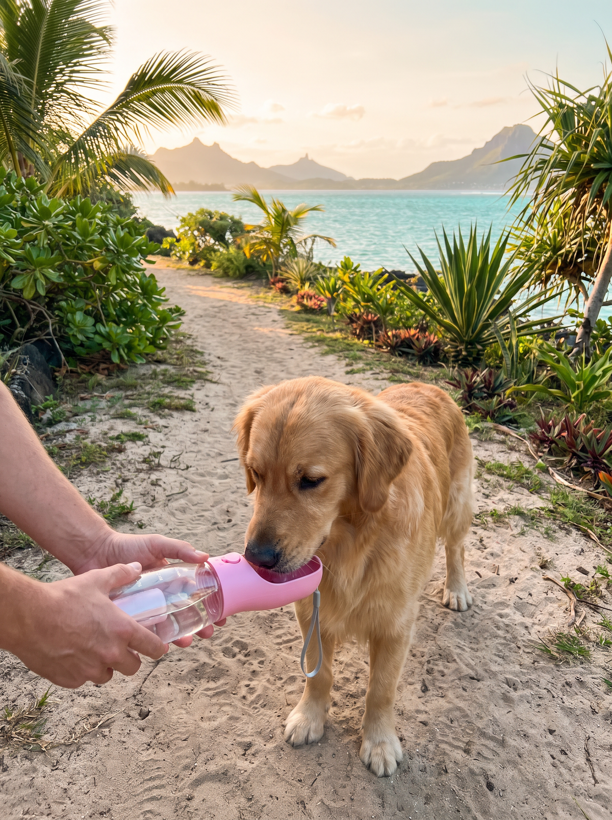 Portable Dog Water Bottle With Poop Bag Dispenser